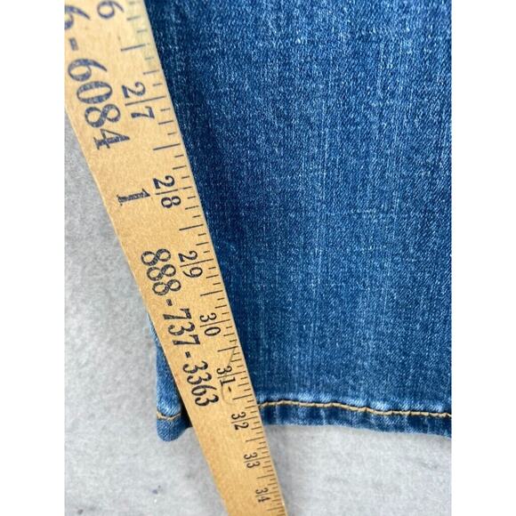 Bebock for Express Jeans Womens Sz 2 Boot Cut Denim Distressed Whiskers - Picture 6 of 13